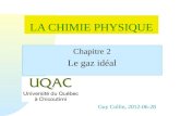 Guy Collin, 2012-06-28 LA CHIMIE PHYSIQUE Chapitre 2 Le gaz idéal.