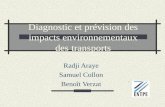 Diagnostic et prévision des impacts environnementaux des transports Radji Araye Samuel Collon Benoît Verzat.