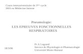 Pneumologie: LES EPREUVES FONCTIONNELLES RESPIRATOIRES 18/3/06 Pr A Legrand Service de Physiologie et Pharmacologie Université Mons-Hainaut Cours interuniversitaire.