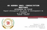 AU AGENDA 2063: CONSULTATION MEETINGS APPRENDRE DU PASSÉ Regard rétrospectif des plans de développement de l’Afrique 09-12 Décembre 2013 Yaoundé - Cameroun.