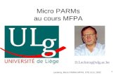 Leclercq, Micro PARMs MFPA, STE ULG, 2002 1 Micro PARMs au cours MFPA D.Leclercq@ulg.ac.be.