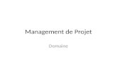 Management de Projet Domaine. Domaine Cycle de vie du projet et organisation Les projets et le management de projet se déroulent dans un environnement.