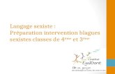 Langage sexiste : Préparation intervention blagues sexistes classes de 4 ème et 3 ème.