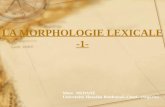 LA MORPHOLOGIE LEXICALE -1- Mme. MEDANE Université Hassiba Benbouali-Chlef- (Algérie)
