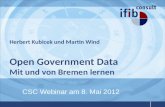 Herbert Kubicek und Martin Wind Open Government Data Mit und von Bremen lernen CSC Webinar am 8. Mai 2012.