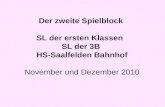 Der zweite Spielblock SL der ersten Klassen SL der 3B HS-Saalfelden Bahnhof November und Dezember 2010.