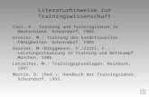 Literaturhinweise zur Trainingswissenschaft Carl, K.: Training und Trainingslehre in Deutschland. Schorndorf, 1983. Grosser, M.: Training der konditionellen.