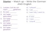 Starter – Match up – Write the German AND English 1.Letzten Juli bin ich nach _____gefahren. 2.Es war ______. 3.Ich habe ______ getrunken 4.Ich habe ______.