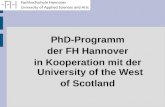 PhD-Programm der FH Hannover in Kooperation mit der University of the West of Scotland.