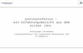 Juniorprofessur – ein Erfahrungsbericht aus dem ersten Jahr Christoph Lattemann Juniorprofessur für Corporate Governance und E-Commerce.
