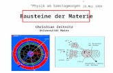 Bausteine der Materie 29.Mai 1999 Christian Zeitnitz Universität Mainz Physik am Samstagmorgen.