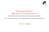 1 Vorlesung Informatik 2 Algorithmen und Datenstrukturen (23 –Persistente und vergessliche Datenstrukturen) Prof. Th. Ottmann.