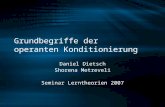 Grundbegriffe der operanten Konditionierung Daniel Dietsch Shorena Metreveli Seminar Lerntheorien 2007.