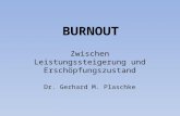 BURNOUT Zwischen Leistungssteigerung und Erschöpfungszustand Dr. Gerhard M. Plaschke.