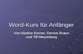 Word-Kurs für Anfänger Von Nadine Kerner, Dennis Braun und Till Meyenburg.