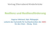 Vortrag Elternabend Kinderbrücke Resilienz und Resilienzförderung Dagmar Wieland, Dipl. Pädagogin Leiterin der Fachstelle für Suchtprävention der AWO für.