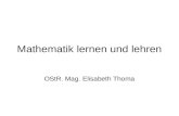 Mathematik lernen und lehren OStR. Mag. Elisabeth Thoma.