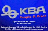 KBA Open House KBA Cortina am 3./4. April 2003 Erkenntnisse zur Wirtschaftlichkeit der KBA Cortina Dr. Bernd Heusinger, Investitionsberatung