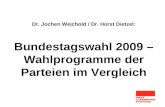 Dr. Jochen Weichold / Dr. Horst Dietzel: Bundestagswahl 2009 – Wahlprogramme der Parteien im Vergleich.