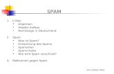 SPAM Von Stefan Motz 1.E-Mail Allgemein Header-Aufbau Rechtslage in Deutschland 2.Spam Was ist Spam? Entwicklung des Spams Spamarten Spaminhalte Wie wird.