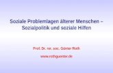 Soziale Problemlagen älterer Menschen – Sozialpolitik und soziale Hilfen Prof. Dr. rer. soc. Günter Roth .