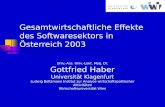 Gesamtwirtschaftliche Effekte des Softwaresektors in Österreich 2003 Univ.-Ass. Univ.-Lekt. Mag. Dr. Gottfried Haber Universität Klagenfurt Ludwig Boltzmann.
