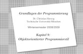 Copyright 2008 Bernd Brügge, Christian Herzog Grundlagen der Programmierung TUM Wintersemester 2008/09 Kapitel 9, Folie 1 2 Dr. Christian Herzog Technische.