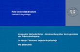 Ruhr-Universität Bochum Fakultät für Psychologie Evaluation Methodenlehre – Rückmeldung über die Ergebnisse der Tutorienbefragung Dr. Helge Thiemann, Diplom-Psychologe.