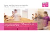 Kultur- und Sozialwissenschaftliche Fakultät der Universität Luzern Informationen zu den Prüfungsverfahren Frühjahrsemester 2011.