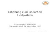 Initiator: Susanne Ebner Aufbereitung: Cordula Müller Erhebung zum Bedarf an Hortplätzen Elternverein VS/HS/ASO Oberwaltersdorf, 24. November 2010.