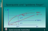 Goethe-Universität, Frankfurt/Main 183 Sparquote und goldene Regel k* i, d f(k*) k* = i* i** c** k** tan tan MP K s* f(k*)