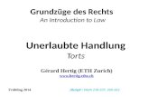 Unerlaubte Handlung Torts Grundzüge des Rechts An Introduction to Law Gérard Hertig (ETH Zurich)   Frühling 2014 Skript: