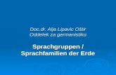 Doc.dr. Alja Lipavic Oštir Oddelek za germanistiko Sprachgruppen / Sprachfamilien der Erde.