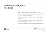 Ambient Intelligence WS 10/11 V7: Context-Awareness – Teil 2 Dr.-Ing. Reiner Wichert Fraunhofer-Institut für Graphische Datenverarbeitung IGD Holger Graf