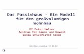 Das Passivhaus - Ein Modell für den großvolumigen Wohnbau DI Peter Holzer Zentrum für Bauen und Umwelt Donau-Universität Krems Wohnbausymposium 18.03.03.