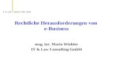 Mag. iur. Maria Winkler IT & Law Consulting GmbH Rechtliche Herausforderungen von e-Business.