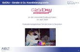 1 GeCKo – Gender & Co. Koordinierungsstelle an der Universität Duisburg-Essen 24. April 2008 Evaluationsergebnisse Schülerinnen & Dozenten.