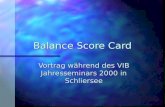 Balance Score Card Vortrag während des VIB Jahresseminars 2000 in Schliersee.