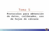 Tema 5: Protocolos experimentales y rectas de calibrado Protocolos para obtención de datos, calibrados, uso de hojas de cálculo Tema 5.