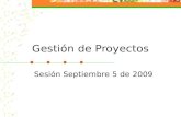 Gestión de Proyectos Sesión Septiembre 5 de 2009.