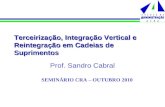 Terceirização, Integração Vertical e Reintegração em Cadeias de Suprimentos Prof. Sandro Cabral SEMINÁRIO CRA – OUTUBRO 2010.