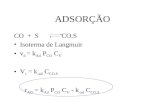 ADSORÇÃO CO + S CO.S Isoterma de Langmuir v d = k Ad P CO C V V r = k -ad C CO.S r AD = k Ad P CO C V - k -ad C CO.S.