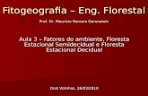 Fitogeografia – Eng. Florestal Aula 3 – Fatores do ambiente, Floresta Estacional Semidecidual e Floresta Estacional Decidual Dois Vizinhos, 26/03/2010.