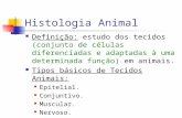 Histologia Animal Definição: estudo dos tecidos (conjunto de células diferenciadas e adaptadas à uma determinada função) em animais. Tipos básicos de Tecidos.