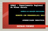 SENAI – Departamento Regional de Minas Gerais GERÊNCIA DE EDUCAÇÃO PROFISSIONAL REUNIÃO COM PEDAGOGOS(AS) 2012 APRENDIZAGEM INDUSTRIAL.