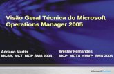Visão Geral Técnica do Microsoft Operations Manager 2005 Adriano Martin MCSA, MCT, MCP SMS 2003 Wesley Fernandes MCP, MCTS e MVP SMS 2003.