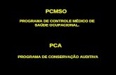PROGRAMA DE CONTROLE MÉDICO DE SAÚDE OCUPACIONAL. PCMSO PCA PROGRAMA DE CONSERVAÇÃO AUDITIVA.