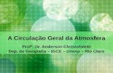 A Circulação Geral da Atmosfera Profº. Dr. Anderson Christofoletti Dep. de Geografia – IGCE – Unesp – Rio Claro.