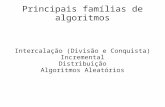 Principais famílias de algoritmos Intercalação (Divisão e Conquista) Incremental Distribuição Algoritmos Aleatórios.
