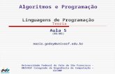 Algoritmos e Programação Linguagens de Programação Teoria Aula 5 (05/05) mario.godoy@univasf.edu.br Universidade Federal do Vale do São Francisco - UNIVASF.